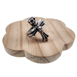 Stoere Herenring met Kruisdesign en Schedel Details - Roestvrij Staal