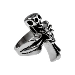 Stoere Herenring met Kruisdesign en Schedel Details - Roestvrij Staal