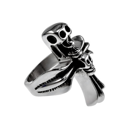 Stoere Herenring met Kruisdesign en Schedel Details - Roestvrij Staal