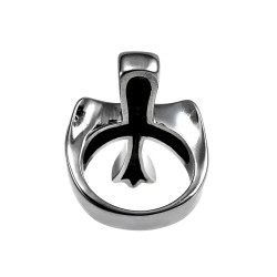 Stoere Herenring met Kruisdesign en Schedel Details - Roestvrij Staal