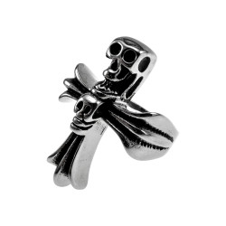 Stoere Herenring met Kruisdesign en Schedel Details - Roestvrij Staal