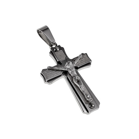 Unisex Kruishanger met Onze Vader Gebed en de Gekruisigde Jezus - RVS