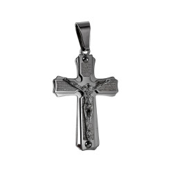 Unisex Kruishanger met Onze Vader Gebed en de Gekruisigde Jezus - RVS