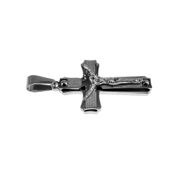 Unisex Kruishanger met Onze Vader Gebed en de Gekruisigde Jezus - RVS