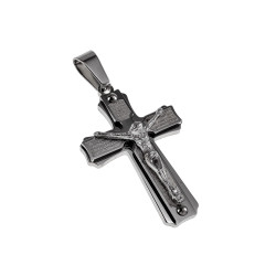 55 cm x 3mm RVS Jasseron Ketting met Kruishanger en Onze Vader Unisex