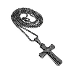 55 cm x 3mm RVS Jasseron Ketting met Kruishanger en Onze Vader Unisex