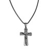 55 cm x 3mm RVS Jasseron Ketting met Kruishanger en Onze Vader Unisex