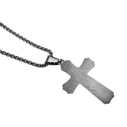 55 cm x 3mm RVS Jasseron Ketting met Kruishanger en Onze Vader Unisex