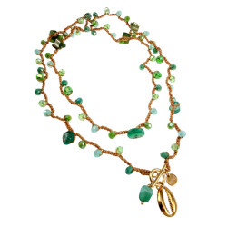 Ketting of Armband met Natuursteen, kristallen en Goudkleurig RVS