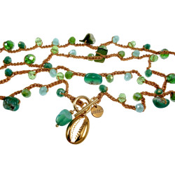 Ketting of Armband met Natuursteen, kristallen en Goudkleurig RVS