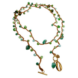 Ketting of Armband met Natuursteen, kristallen en Goudkleurig RVS