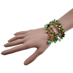 Ketting of Armband met Natuursteen, kristallen en Goudkleurig RVS