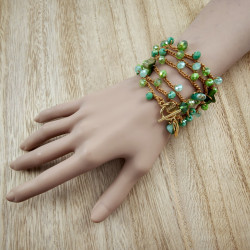 Ketting of Armband met Natuursteen, kristallen en Goudkleurig RVS