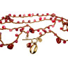 Damesketting met Agaatsteen en Rode kristallen en Goudkleurig RVS