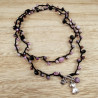 Bohemian Damesketting met Amethist, Paarse Kristallen, RVS Beerhanger