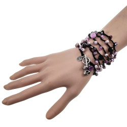 Bohemian Damesketting met Amethist, Paarse Kristallen, RVS Beerhanger