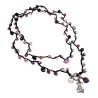 Bohemian Damesketting met Amethist, Paarse Kristallen, RVS Beerhanger