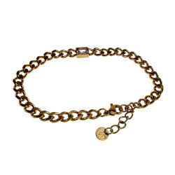 Verguld RVS Cubaanse Schakelarmband met Zirkonia Verstelbaar