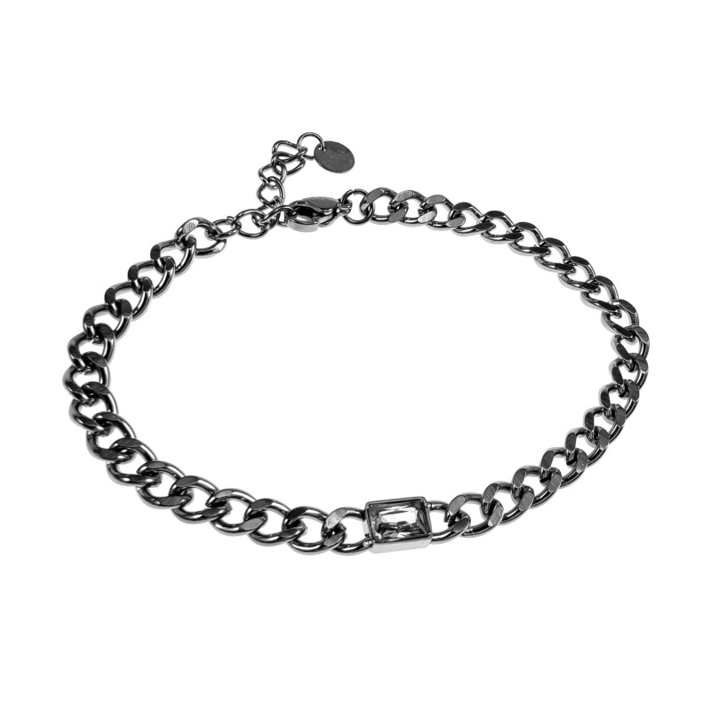 Gepolijst RVS Cubaanse Schakelarmband met Zirkonia Verstelbaar