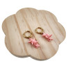 Vergulde RVS Oorringen met Roze Zeester Hanger - Lengte 35mm - ∅14mm