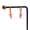 Vergulde RVS Oorringen met Roze Zeester Hanger - Lengte 35mm - ∅14mm