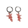 Gepolijst RVS Oorringen met Roze Zeester Hanger - Lengte 35mm - ∅14mm