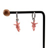 Gepolijst RVS Oorringen met Roze Zeester Hanger - Lengte 35mm - ∅14mm