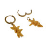 Vergulde RVS Oorringen met Gele Natuursteen Hanger Lengte 39mm ∅14mm