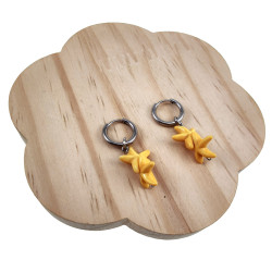 Gepolijst RVS Oorringen met Gele Natuursteen Hanger Lengte 39mm ∅14mm