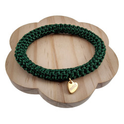 Crochet Damesarmband Groen van Satijnkoord - Polslenmaat 16 tot 17 cm