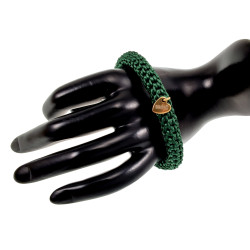 Crochet Damesarmband Groen van Satijnkoord - Polslenmaat 16 tot 17 cm