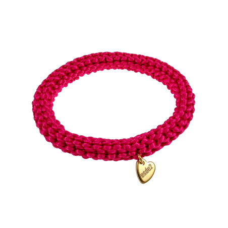 Crochet Damesarmband Roze van Satijnkoord - Polslenmaat 16 tot 17 cm