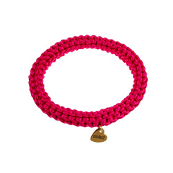 Crochet Damesarmband Roze van Satijnkoord - Polslenmaat 16 tot 17 cm