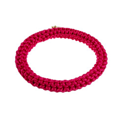 Crochet Damesarmband Roze van Satijnkoord - Polslenmaat 16 tot 17 cm