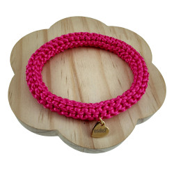 Crochet Damesarmband Roze van Satijnkoord - Polslenmaat 16 tot 17 cm