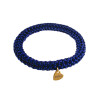 Crochet Armband Donkerblauwe Satijnkoord - Polslenmaat 16 - 17 cm