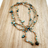 Multifunctionele Boho Ketting met Aagaat Hart en Turquoise Kristallen