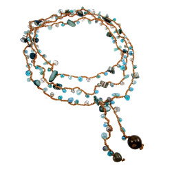 Multifunctionele Boho Ketting met Aagaat Hart en Turquoise Kristallen