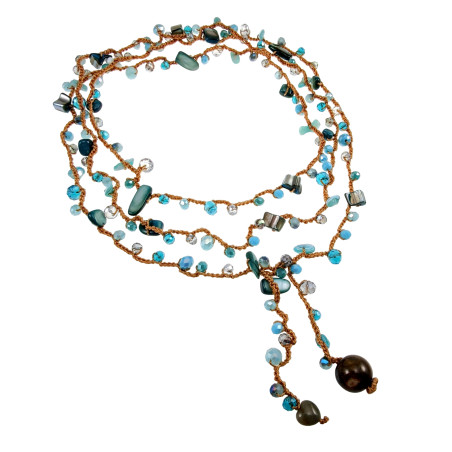 Multifunctionele Boho Ketting met Aagaat Hart en Turquoise Kristallen