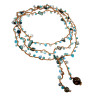 Multifunctionele Boho Ketting met Aagaat Hart en Turquoise Kristallen