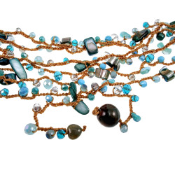 Multifunctionele Boho Ketting met Aagaat Hart en Turquoise Kristallen