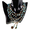 Multifunctionele Boho Ketting met Aagaat Hart en Turquoise Kristallen