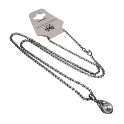 Damesketting met Natuurlijke Zoetwaterparel Hanger RVS Ketting 60 cm