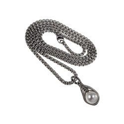 Damesketting met Natuurlijke Zoetwaterparel Hanger RVS Ketting 60 cm