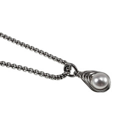 Damesketting met Natuurlijke Zoetwaterparel Hanger RVS Ketting 60 cm
