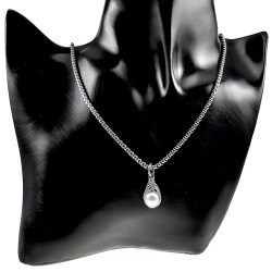 Damesketting met Natuurlijke Zoetwaterparel Hanger RVS Ketting 60 cm