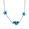 RVS Damesketting met Turquoise Zeesterrenvorm - Verstelbaar 50-55 cm