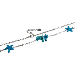 RVS Damesketting met Turquoise Zeesterrenvorm - Verstelbaar 50-55 cm