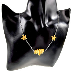 RVS Damesketting met Gele Zeesterrenvorm - Verstelbaar 50-55 cm