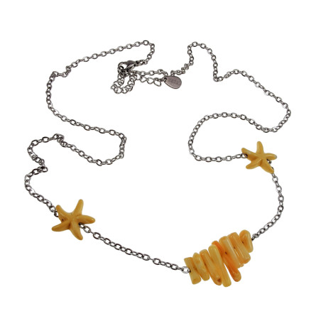 RVS Damesketting met Gele Zeesterrenvorm - Verstelbaar 50-55 cm